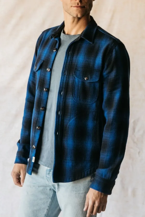 HIROSHI KATO The Anvil Herringbone Jacket - Blue Black Flash Sale