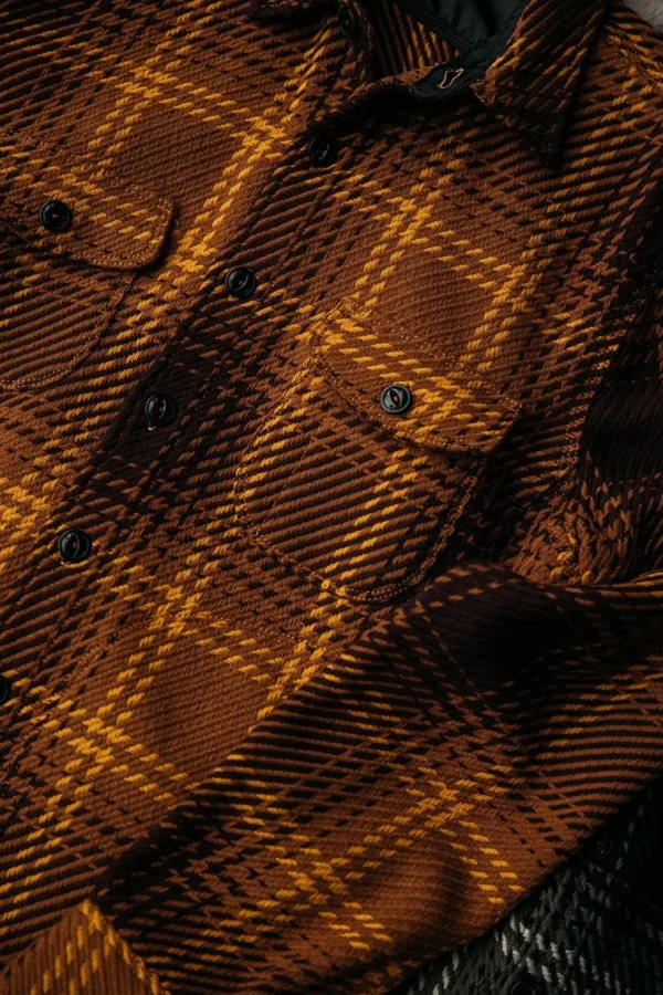 HIROSHI KATO The Anvil 13Oz Loose Weave Plaid - Brown Cheap