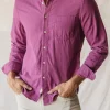 HIROSHI KATO The Ripper Double Gauze Organic Cotton Shirt - Purple Fashion