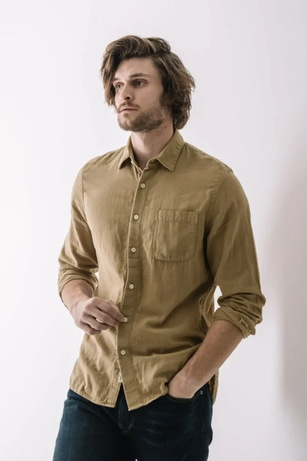 HIROSHI KATO The Ripper Double Gauze Organic Cotton Shirt - Sand New