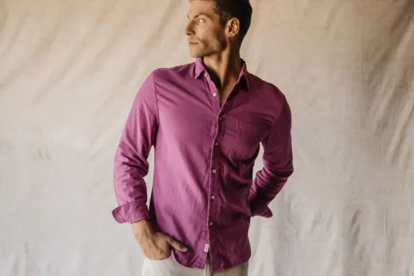 HIROSHI KATO The Ripper Double Gauze Organic Cotton Shirt - Purple Fashion