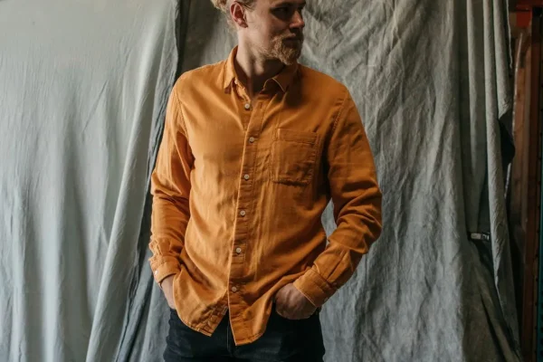 HIROSHI KATO The Ripper Double Gauze Organic Cotton Shirt - Orange Hot