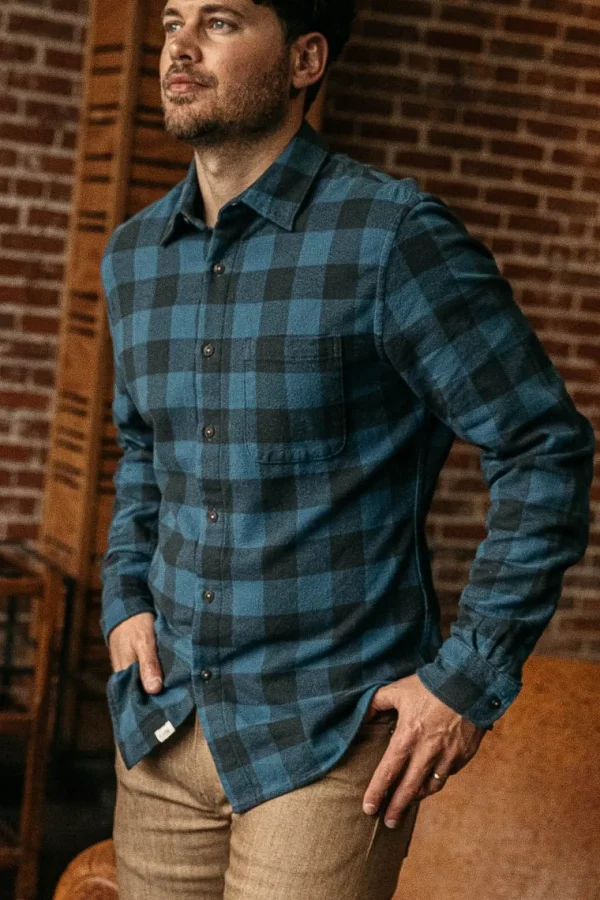 HIROSHI KATO The Ripper Organic Cotton Plaid - Blue Black Discount