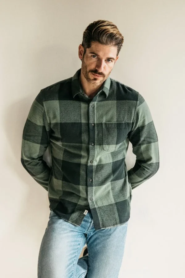 HIROSHI KATO The Ripper Organic Cotton Plaid - Green Gray Cheap