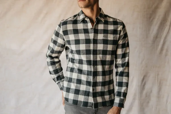 HIROSHI KATO The Ripper Organic Cotton Plaid - Gray Ivory Cheap